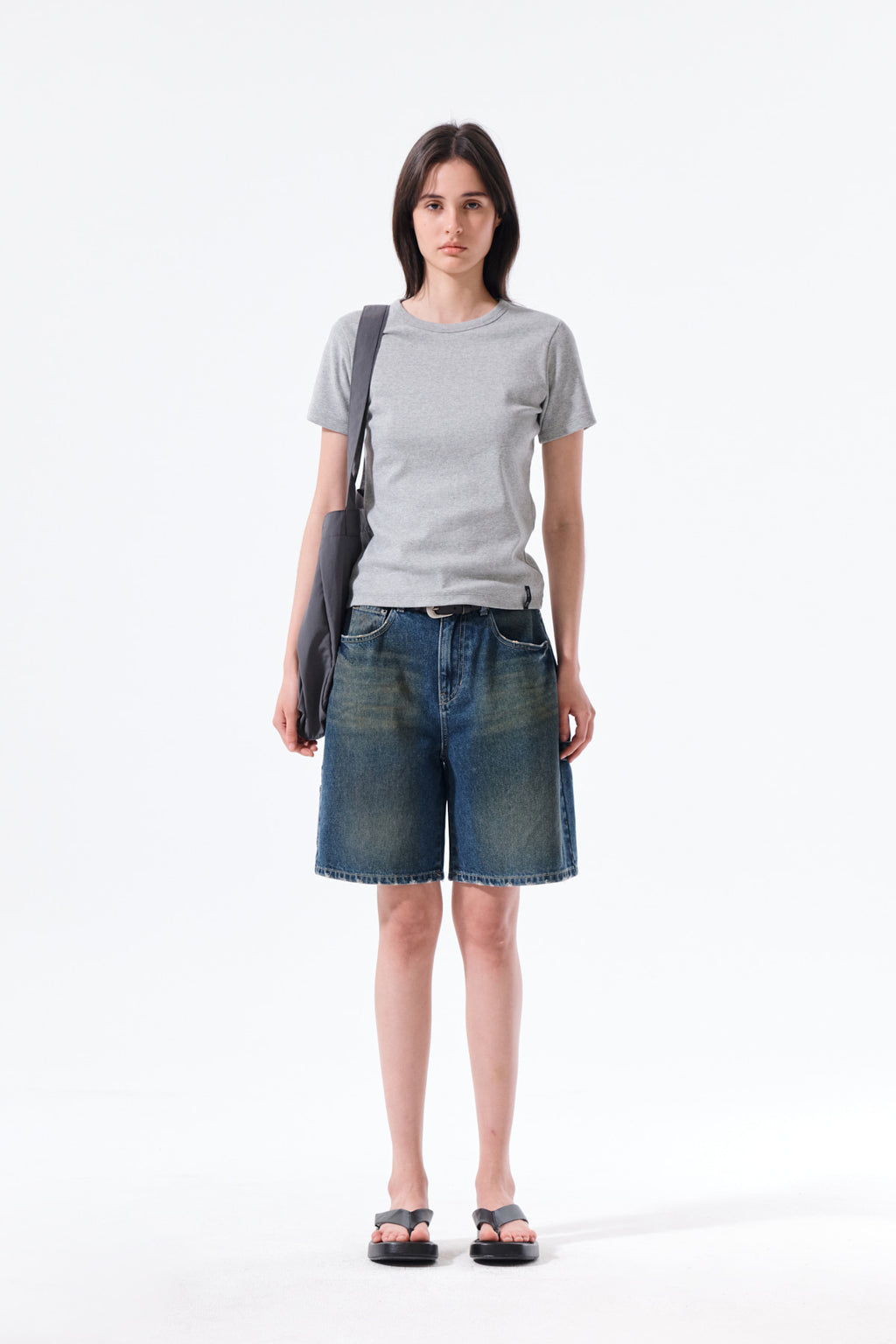Matin Kim - Carpenter Bermuda Denim Pants (Blue) product image 11 | TRAB K-Fashion Australia