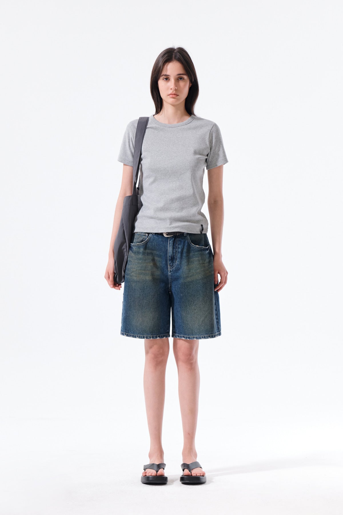 Matin Kim - Carpenter Bermuda Denim Pants (Blue) product image 11 | TRAB K-Fashion Australia