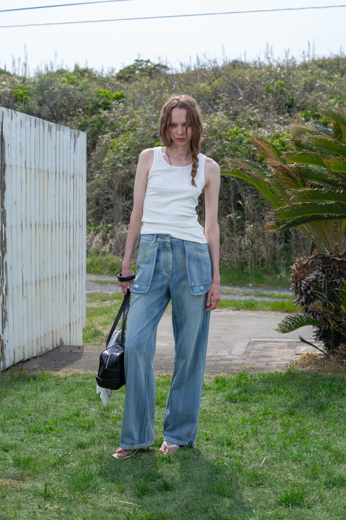 Matin Kim - Logo Applique Slim Tank Top (White) product image 6 | TRAB K-Fashion Australia