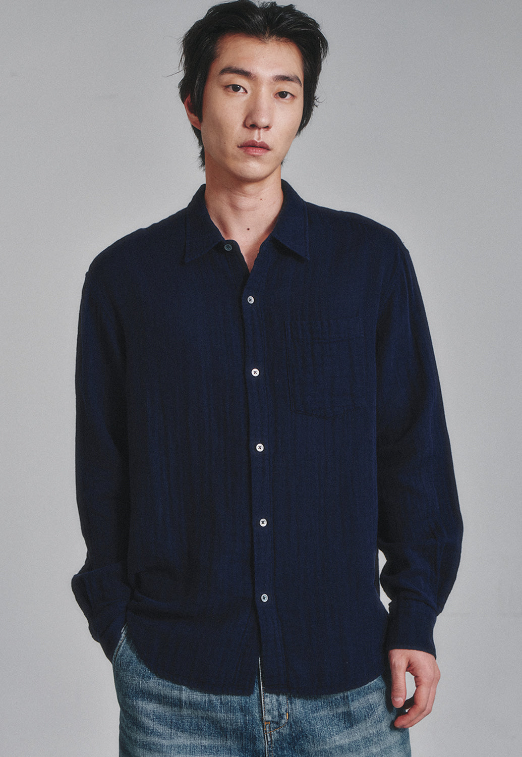 Art if acts - Washed Gauze Shirt (Navy) product image 5 | TRAB K-Fashion Australia