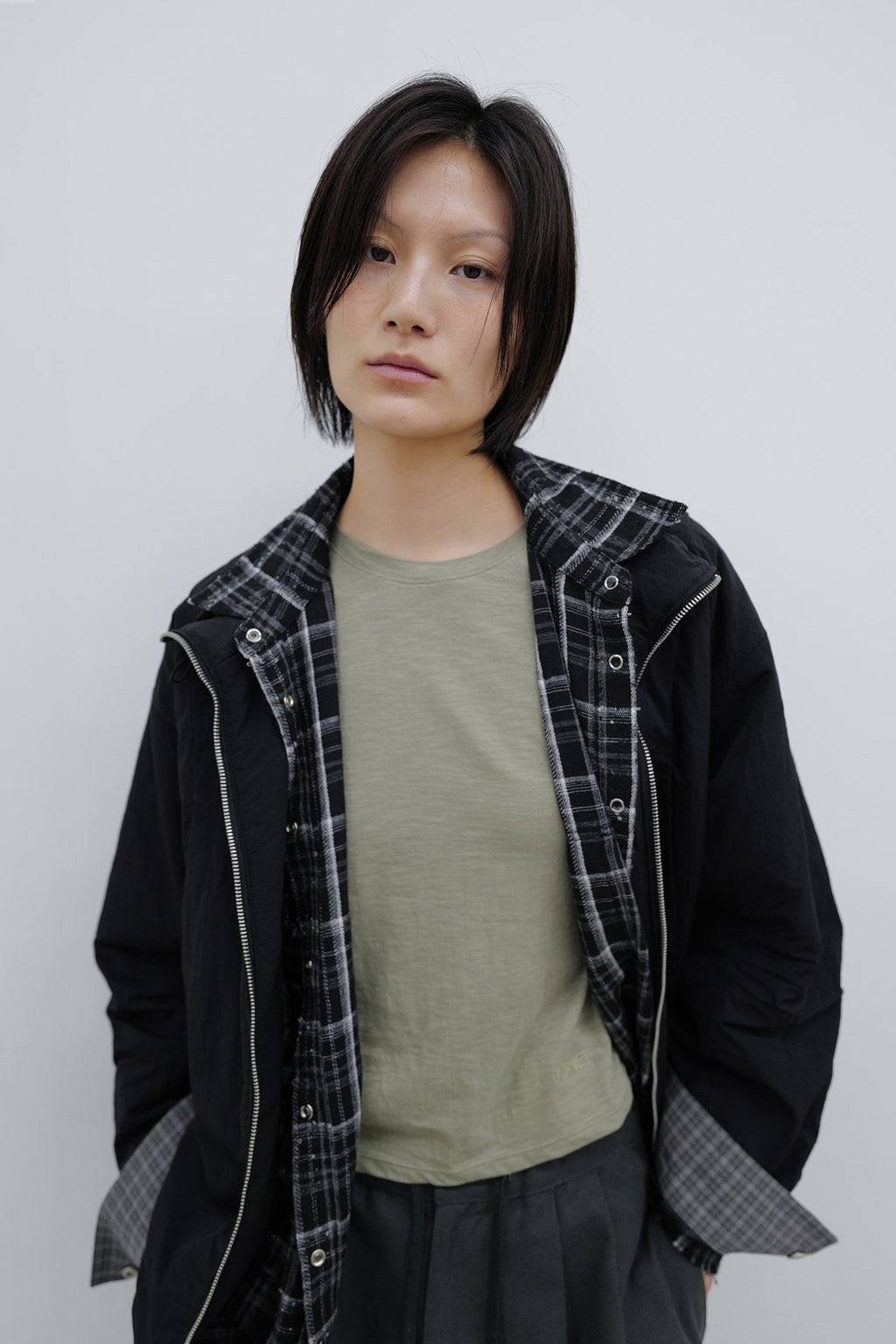 Deinet - Deinet Check Contrast Bomber Jacket (Black) product image 7 | TRAB K-Fashion Australia