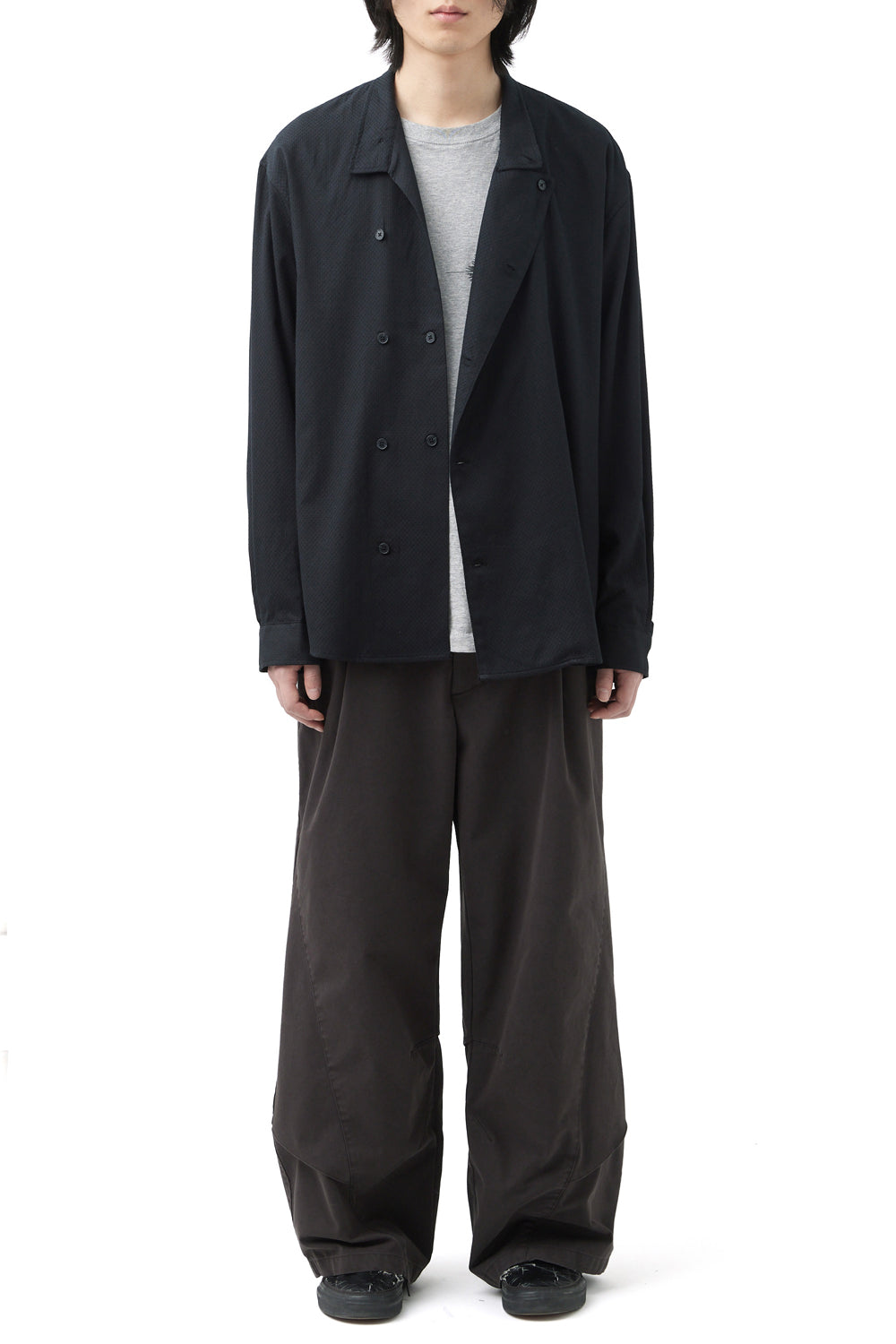 Hatchingroom - Asymmetric Double Shirt Jacquard (Black) product image 3 | TRAB K-Fashion Australia