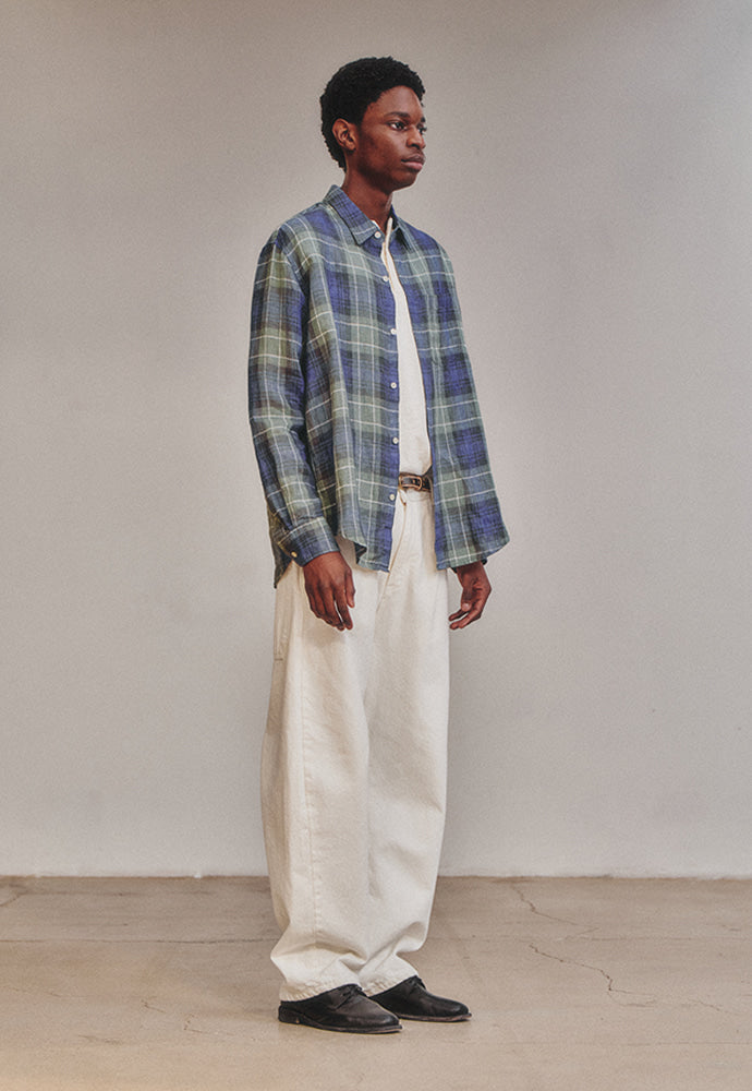 Art if acts - Linen French Check Shirt (Khaki/Blue) product image 4 | TRAB K-Fashion Australia
