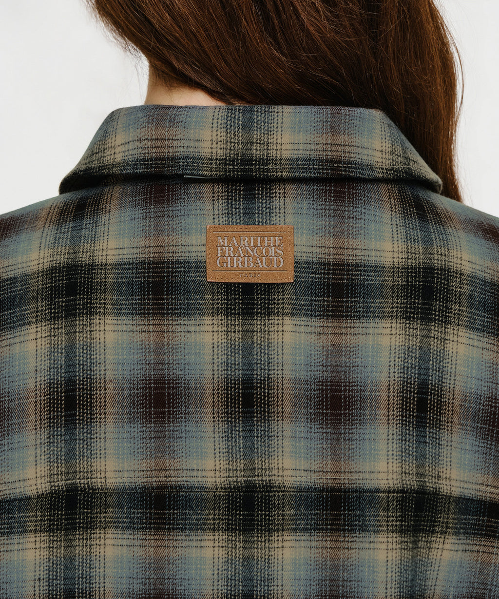 Marithe & Francois Girbaud - Micro Classic Logo Flannel Check Shirt Padded Jacket (Brown) product image 4 | TRAB K-Fashion Australia