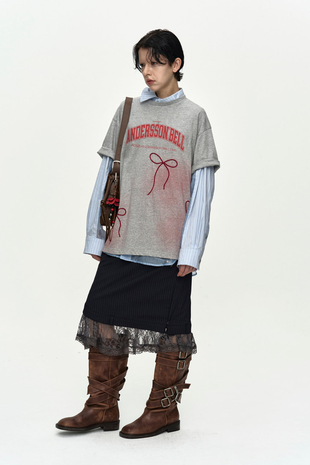 Andersson Bell - Ribbon Embroidery Spray T-Shirt (Melange Grey) product image 2 | TRAB K-Fashion Australia