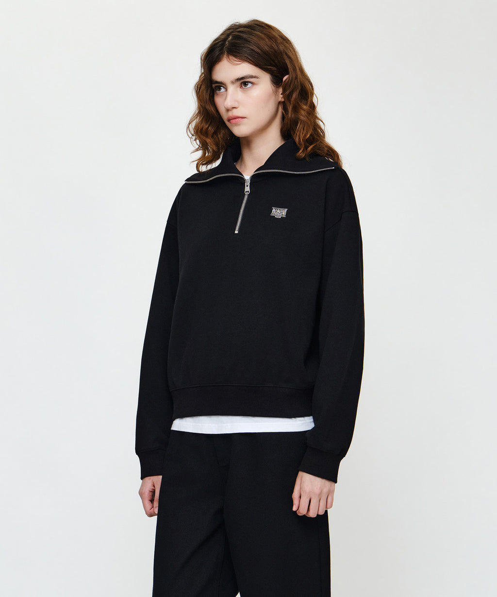 Marithe & Francois Girbaud - Micro Classic Logo Quarter Zipup Sweatshirt (Black) product image 2 | TRAB K-Fashion Australia