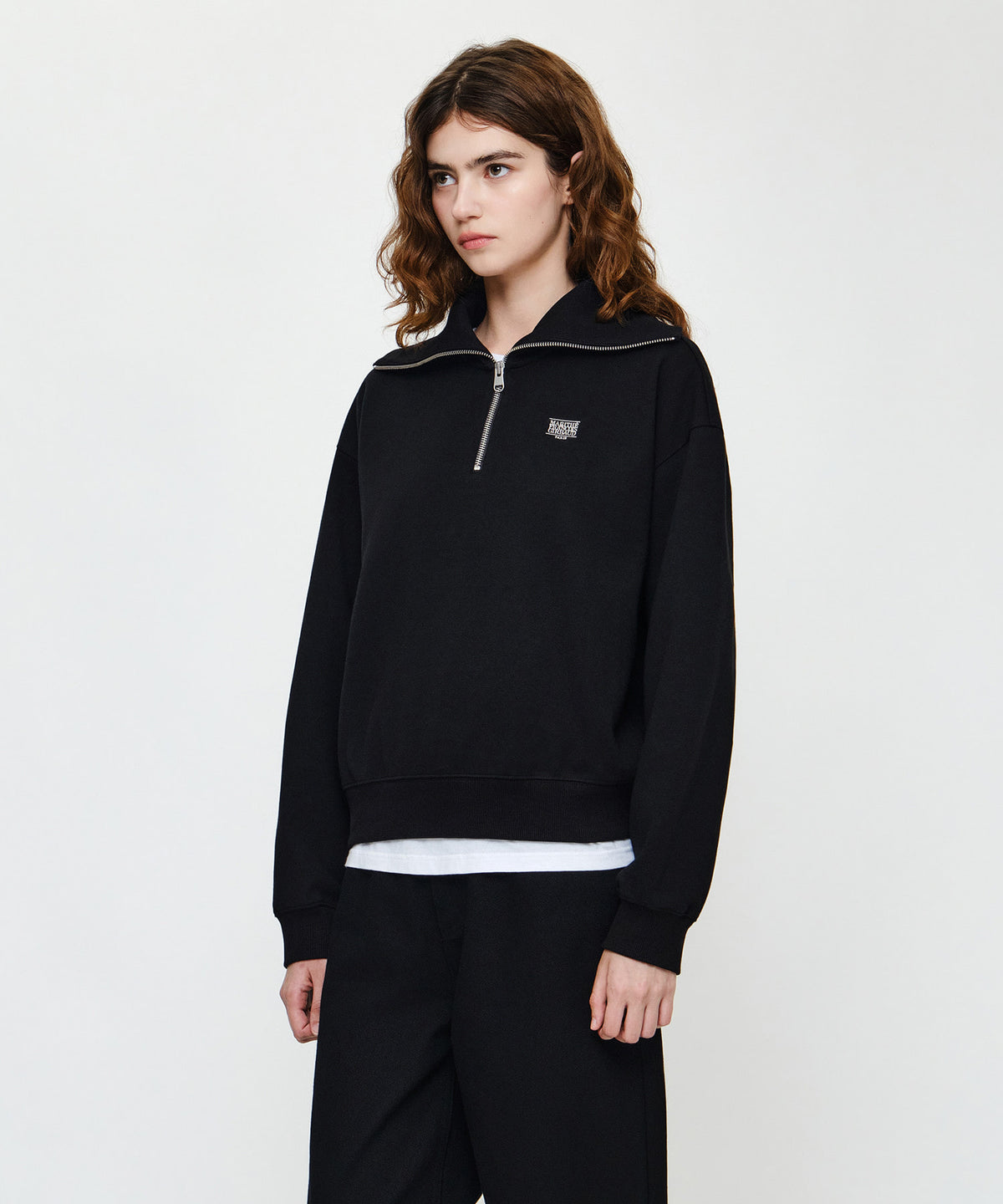 Marithe & Francois Girbaud - Micro Classic Logo Quarter Zipup Sweatshirt (Black) product image 2 | TRAB K-Fashion Australia
