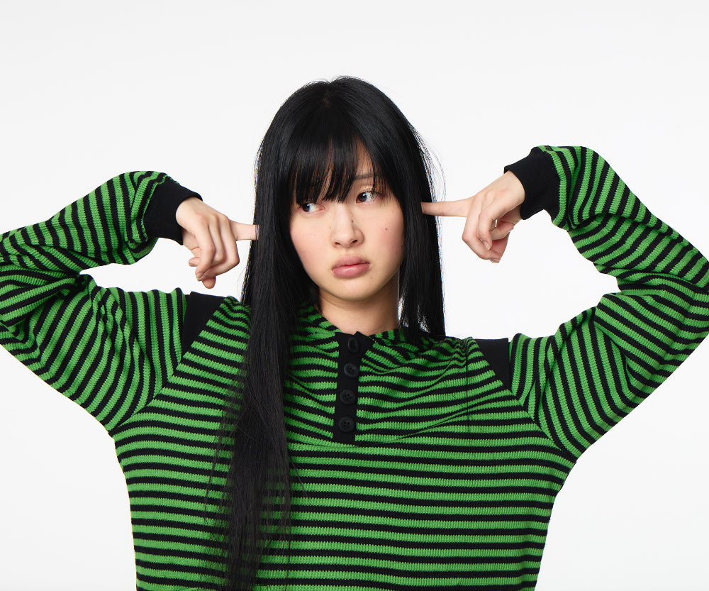 Coyseio - Striped Flared Sleeve Hoodie (Green) product image 4 | TRAB K-Fashion Australia