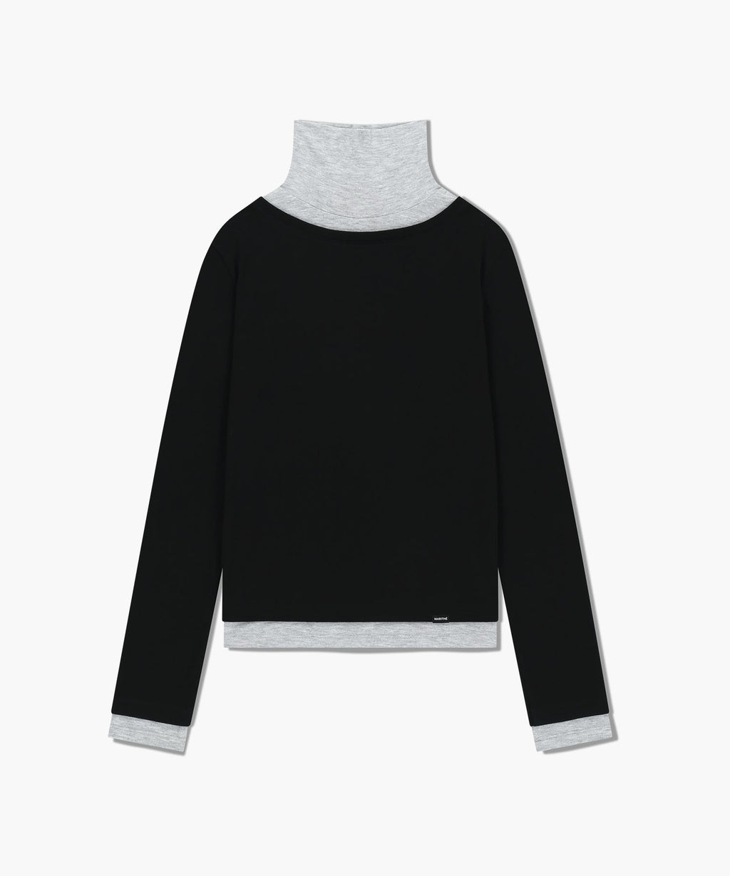 Marithe & Francois Girbaud - Layered Turtle Neck Long Sleeve (Black) product image 6 | TRAB K-Fashion Australia