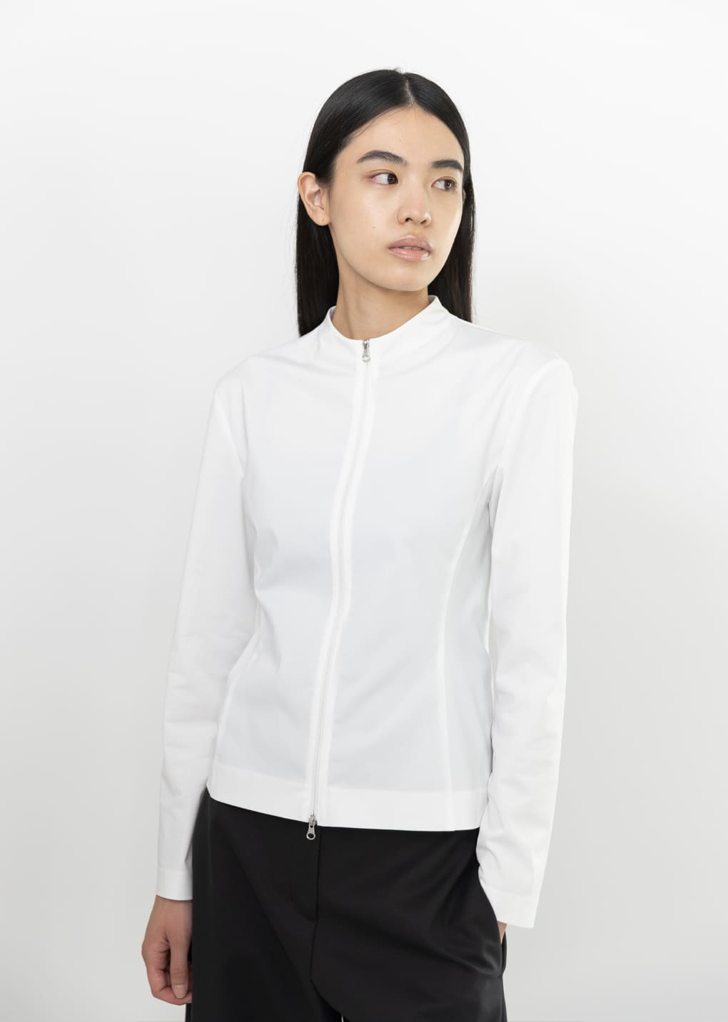 Amomento - Slim Fit Zip Up Jumper (White) product image 5 | TRAB K-Fashion Australia