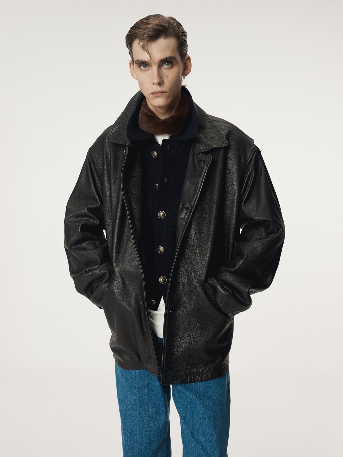 Recto - Vintage Leather Chore Jacket (Black) product image 5 | TRAB K-Fashion Australia