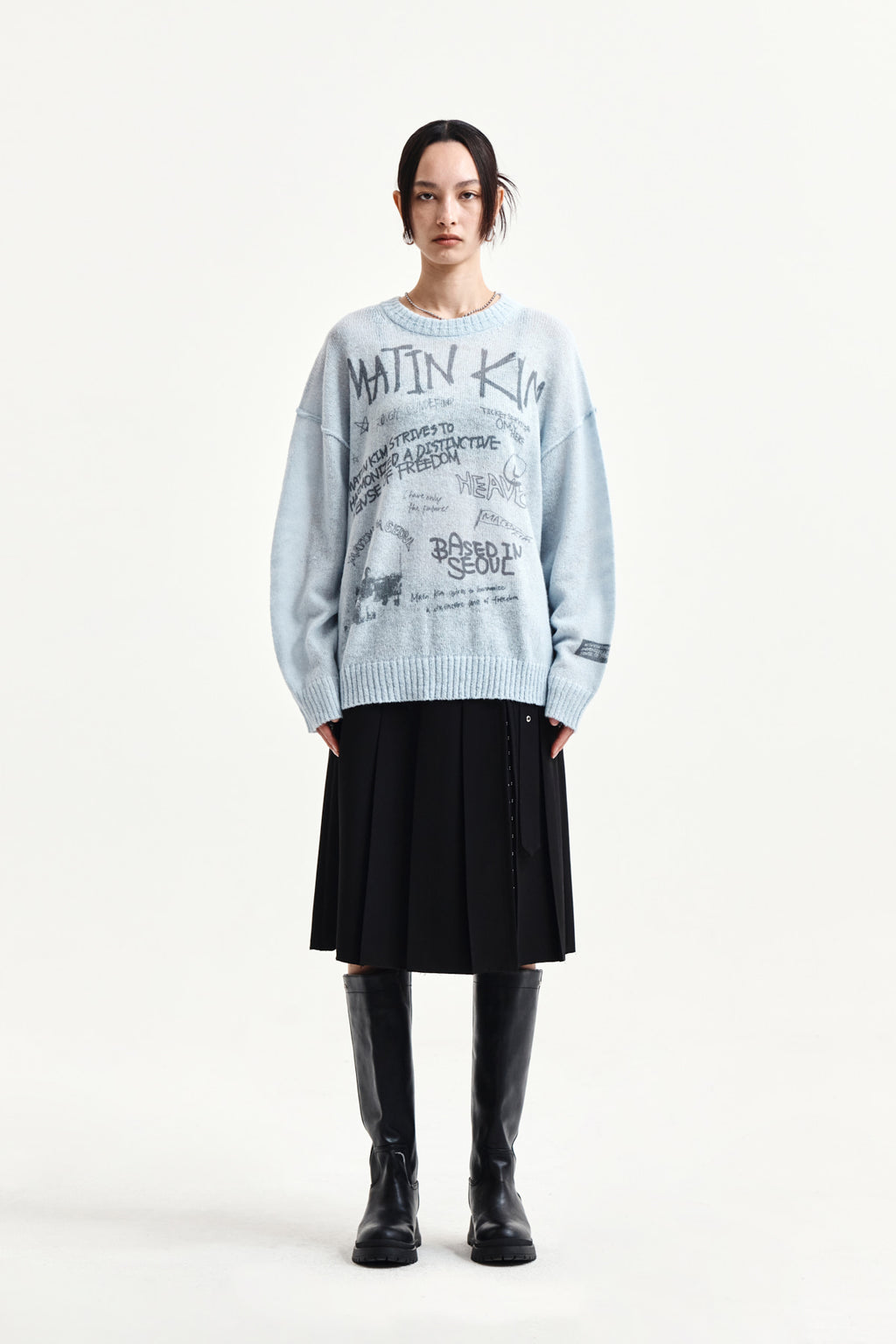 Matin Kim - Belted Slit Pleat Skirt (Black) product image 10 | TRAB K-Fashion Australia