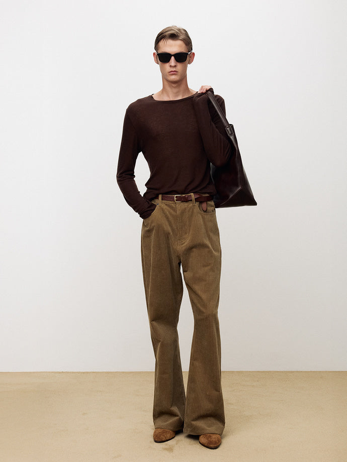 Tonywack - Sheer Wool Ribbed Knit Top (Brown) product image 1 | TRAB K-Fashion Australia