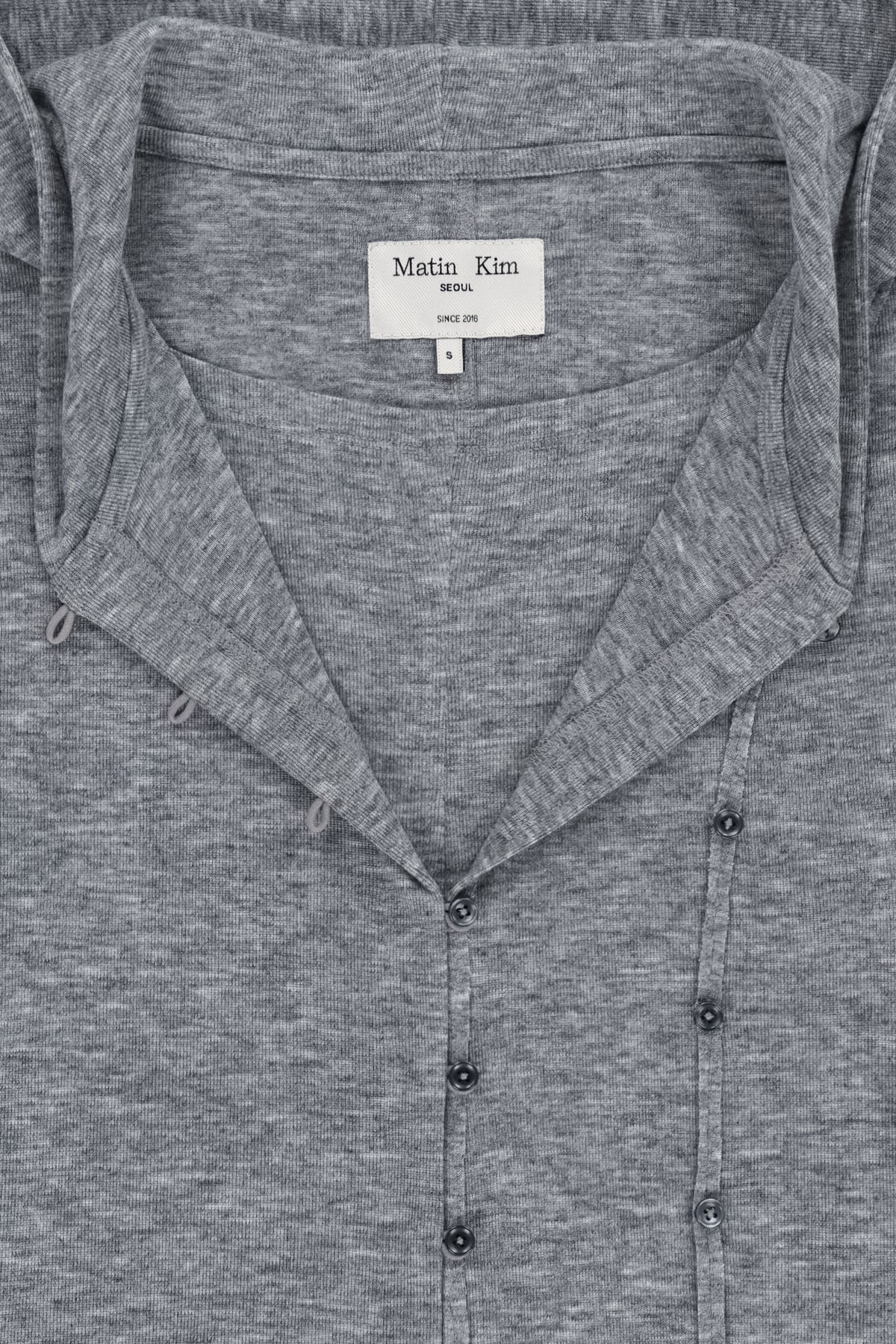 Matin Kim - Double Layer Button Hood Top (Grey) product image 5 | TRAB K-Fashion Australia