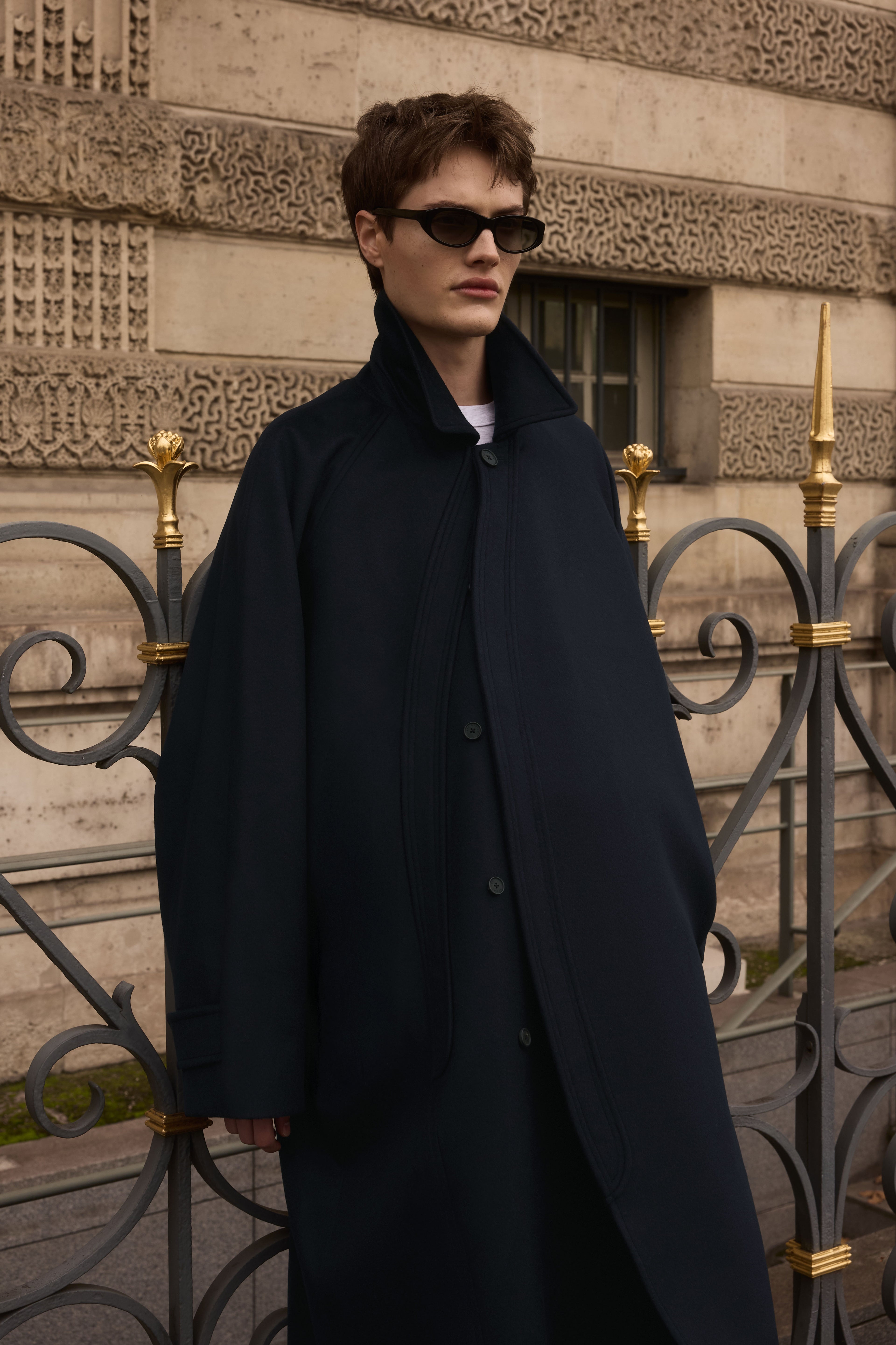 STU - Curved Double Line Mac Coat In Cashmere (Navy) product image 5 | TRAB K-Fashion Australia