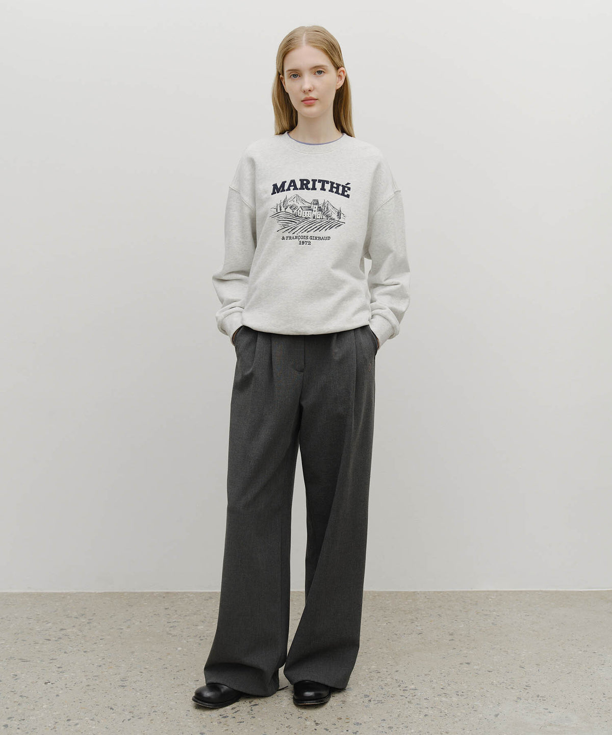 Marithe & Francois Girbaud - Winery Applique Logo Over Fit Sweatshirt (Light Heather Gray) product image 5 | TRAB K-Fashion Australia