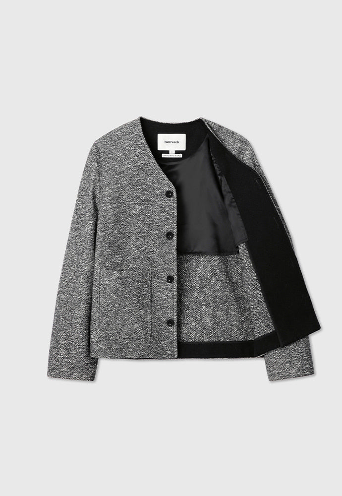Tonywack - Italian Wool Cotton Tweed Blouson (Tweed Grey) product image 8 | TRAB K-Fashion Australia