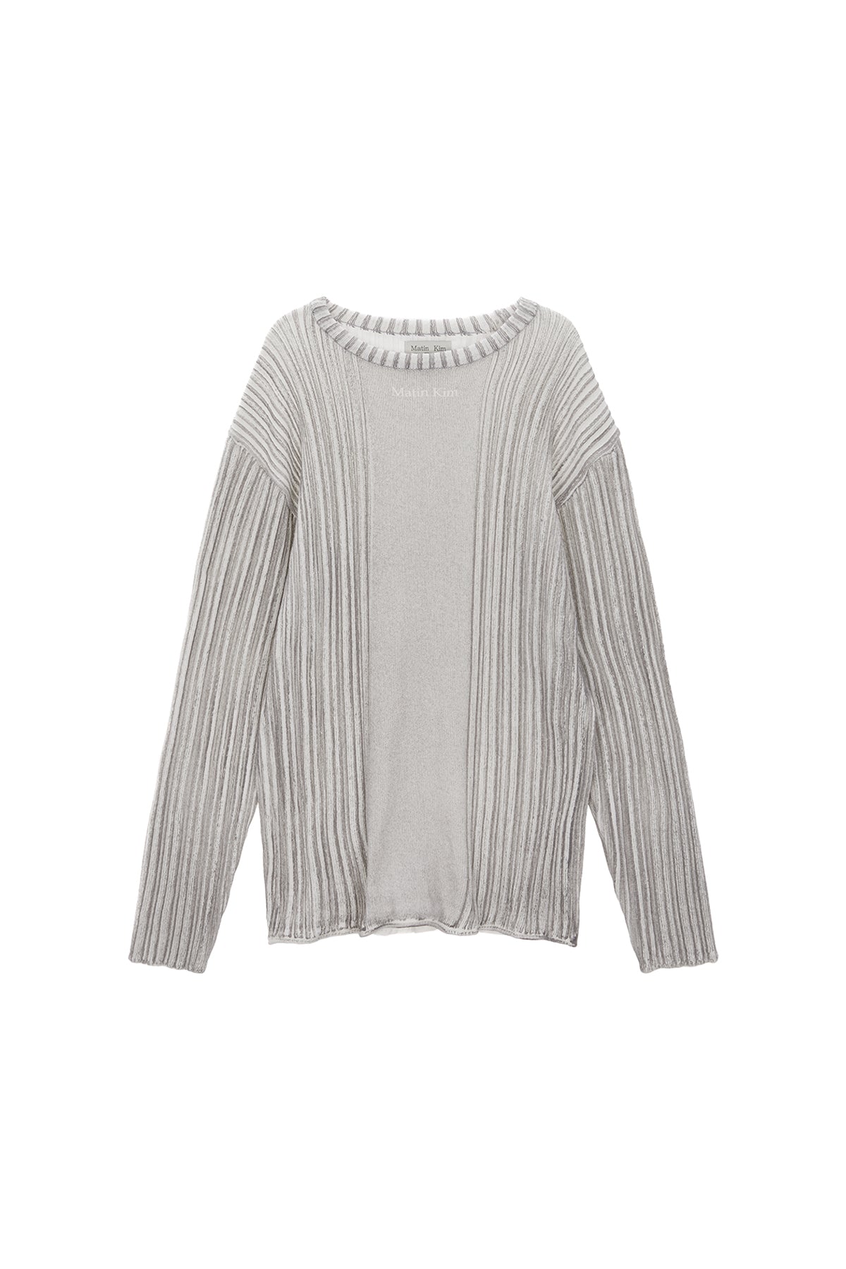 Matin Kim - Stripe Printed Knit Pullover (Charcoal) product image 11 | TRAB K-Fashion Australia