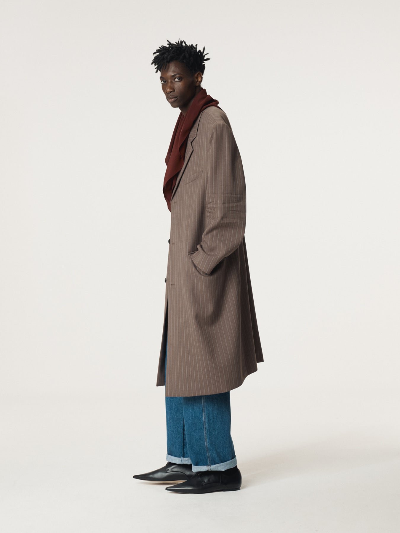 Recto - Sleeve Crease Stripe Single Coat (Sepia) product image 2 | TRAB K-Fashion Australia