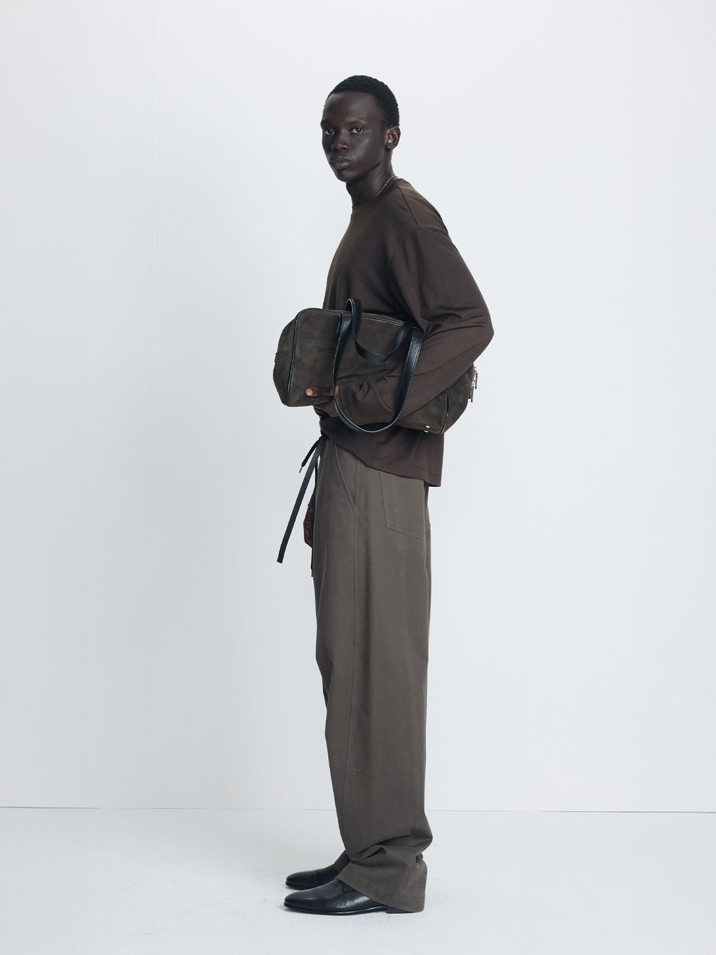 Tonywack - Brushed Cotton Drill Relaxed String Pants (Olive) product image 2 | TRAB K-Fashion Australia