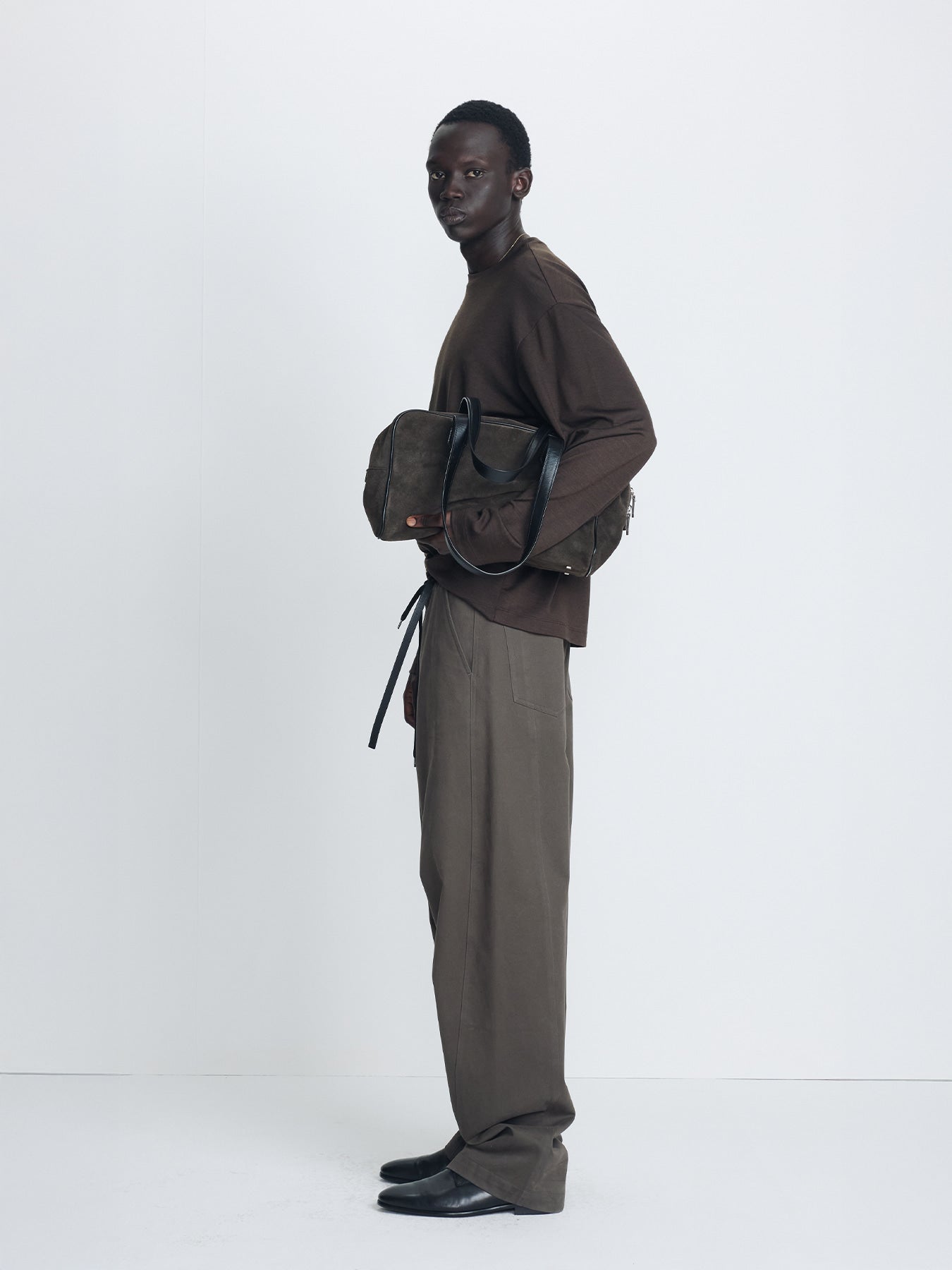 Tonywack - Brushed Cotton Drill Relaxed String Pants (Olive) product image 2 | TRAB K-Fashion Australia