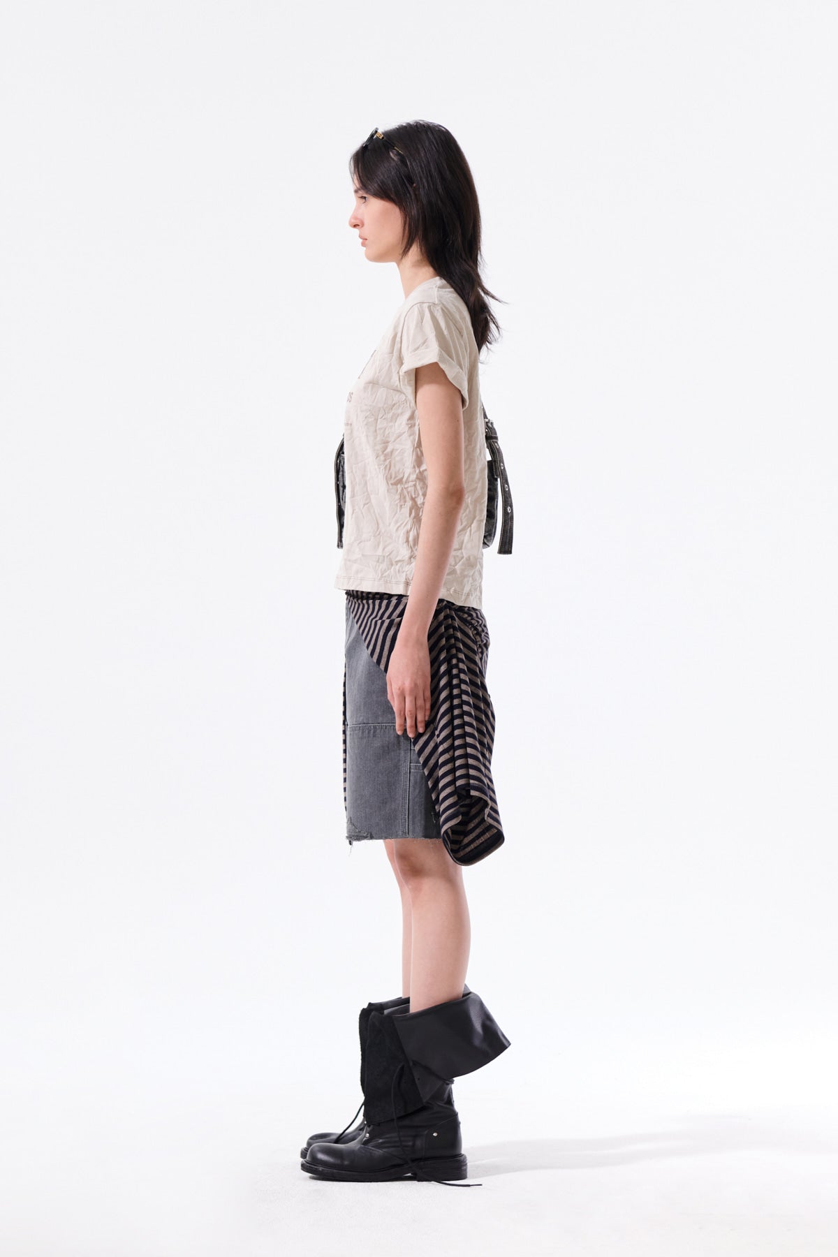 Matin Kim - Lettering Graffiti Crease Top (Beige) product image 6 | TRAB K-Fashion Australia