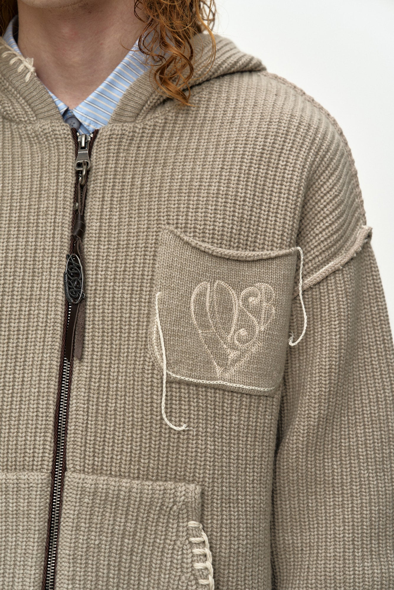 Andersson Bell - Unisex Heart Logo Hood Zip-Up Sweater (Beige) product image 5 | TRAB K-Fashion Australia