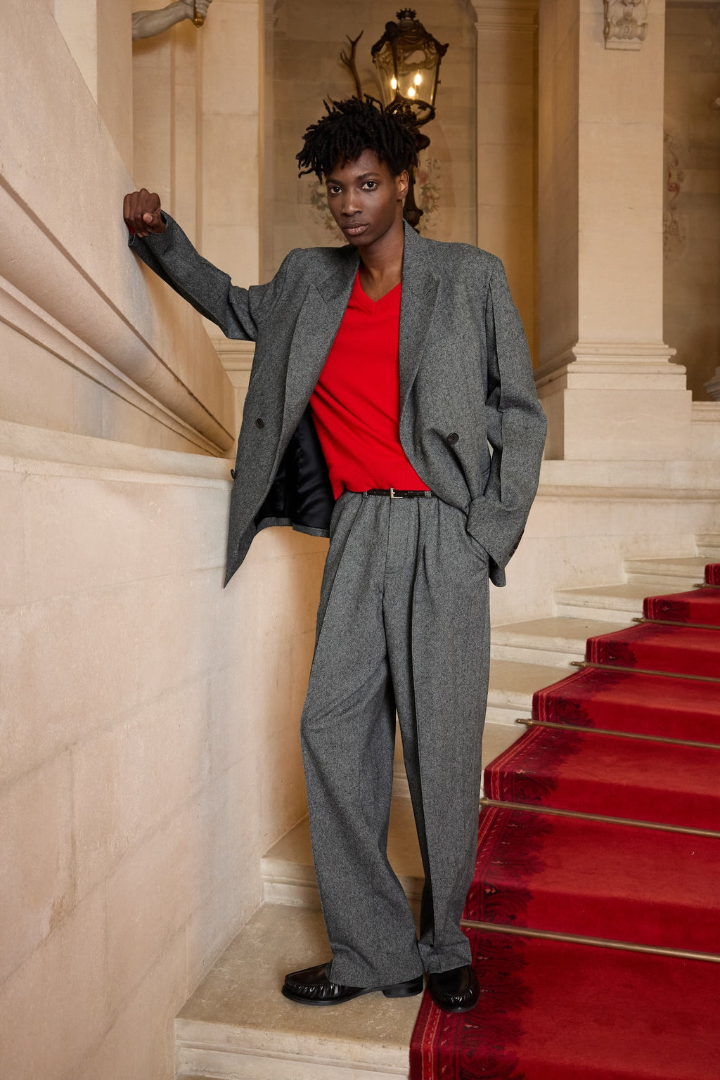 STU - Crease Double Belt Slacks (Grey) product image 4 | TRAB K-Fashion Australia