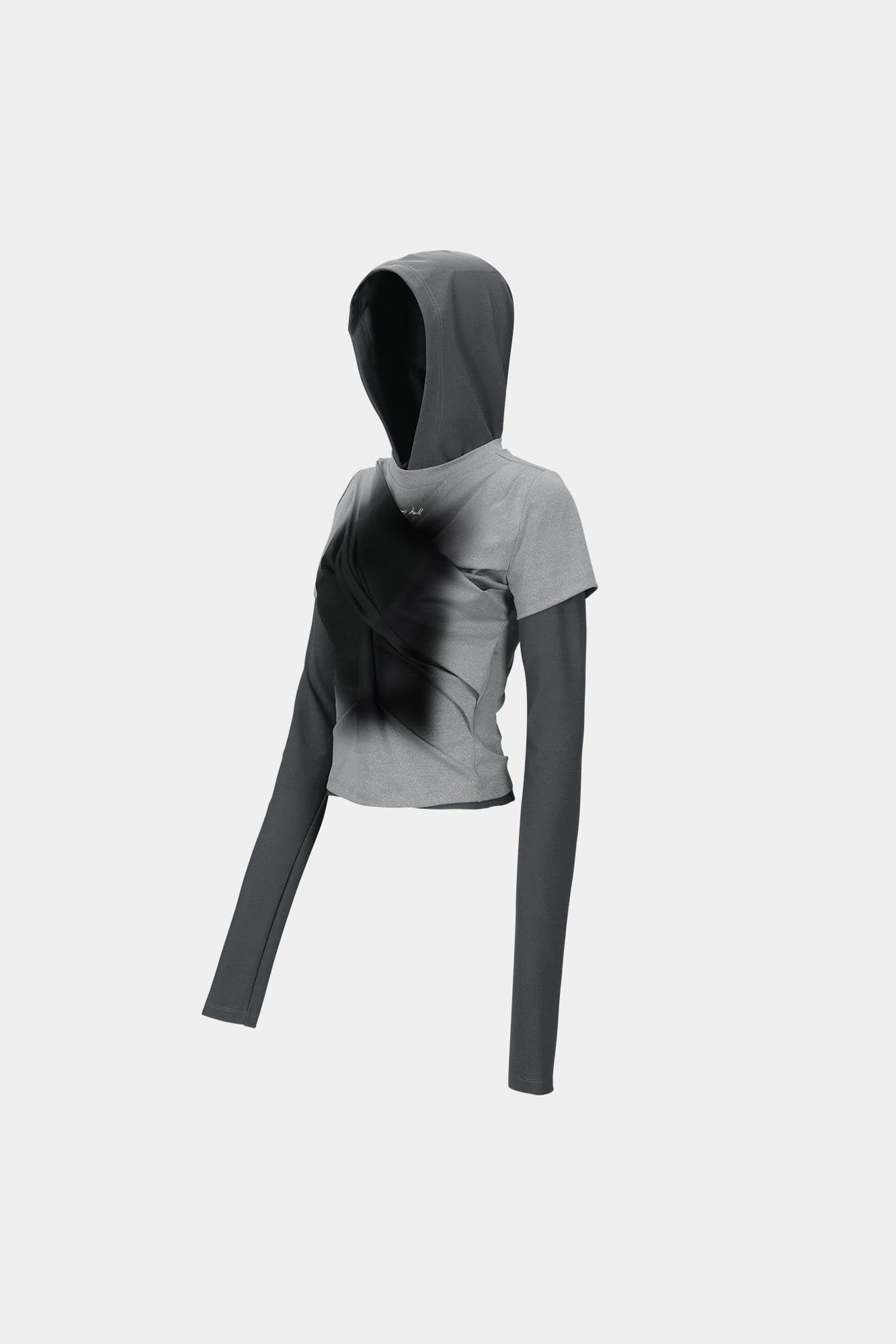 Andersson Bell - Gathered Hoodie Jersey Top (Grey) product image 9 | TRAB K-Fashion Australia