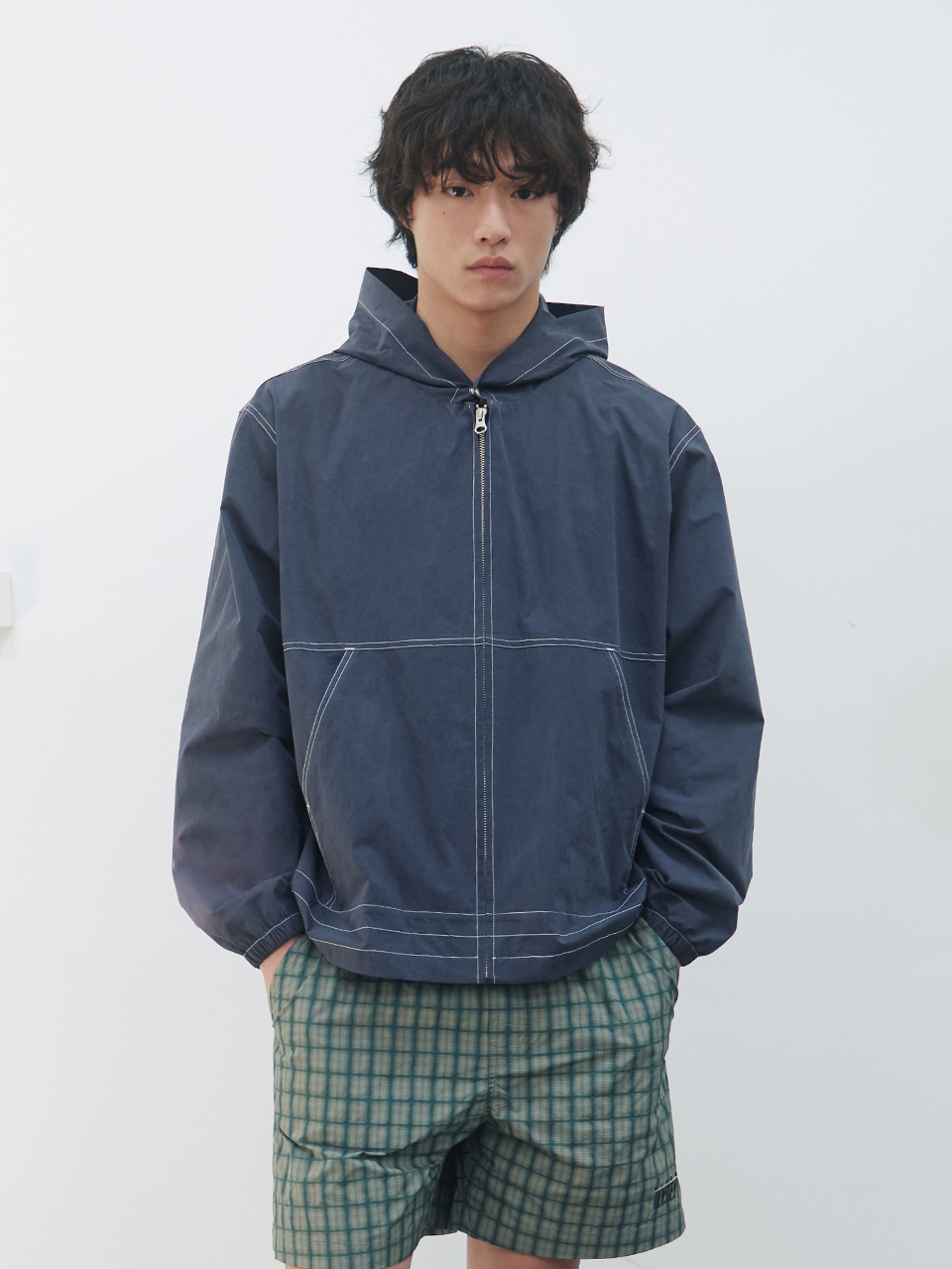 Kijun - Navajo Hooded Jacket (Navy) product image 1 | TRAB K-Fashion Australia