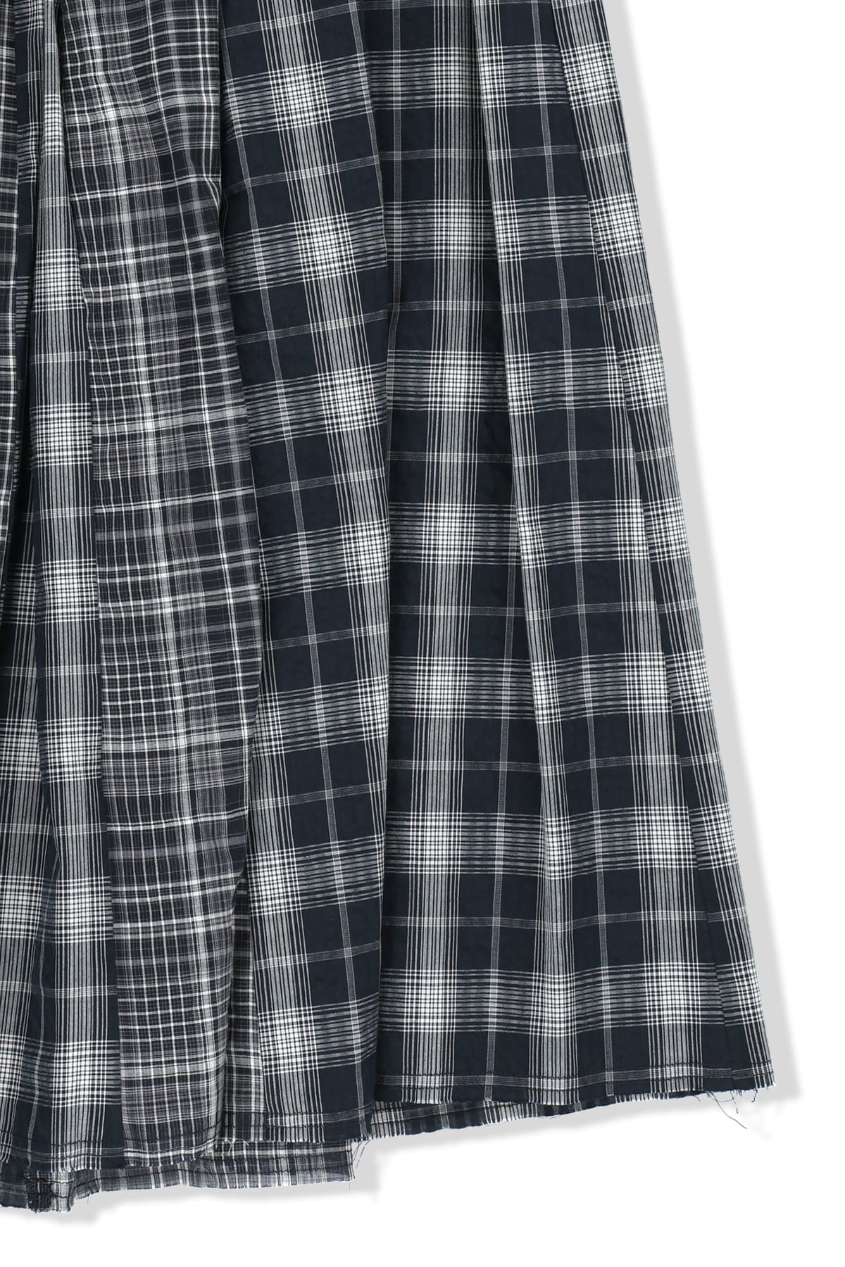 Matin Kim - Mixed Check Sleeve Tie Flare Skirt (Navy) product image 4 | TRAB K-Fashion Australia