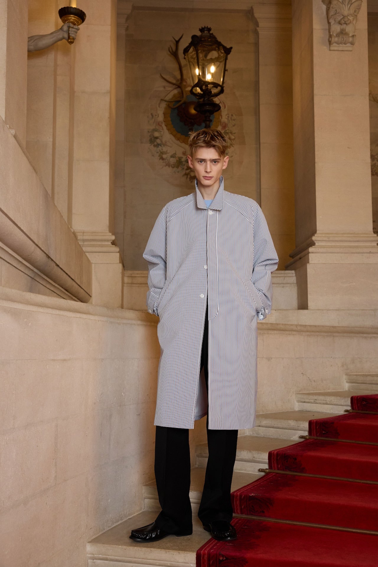 STU - Raglan Stripe Poplin Coat (White) product image 9 | TRAB K-Fashion Australia