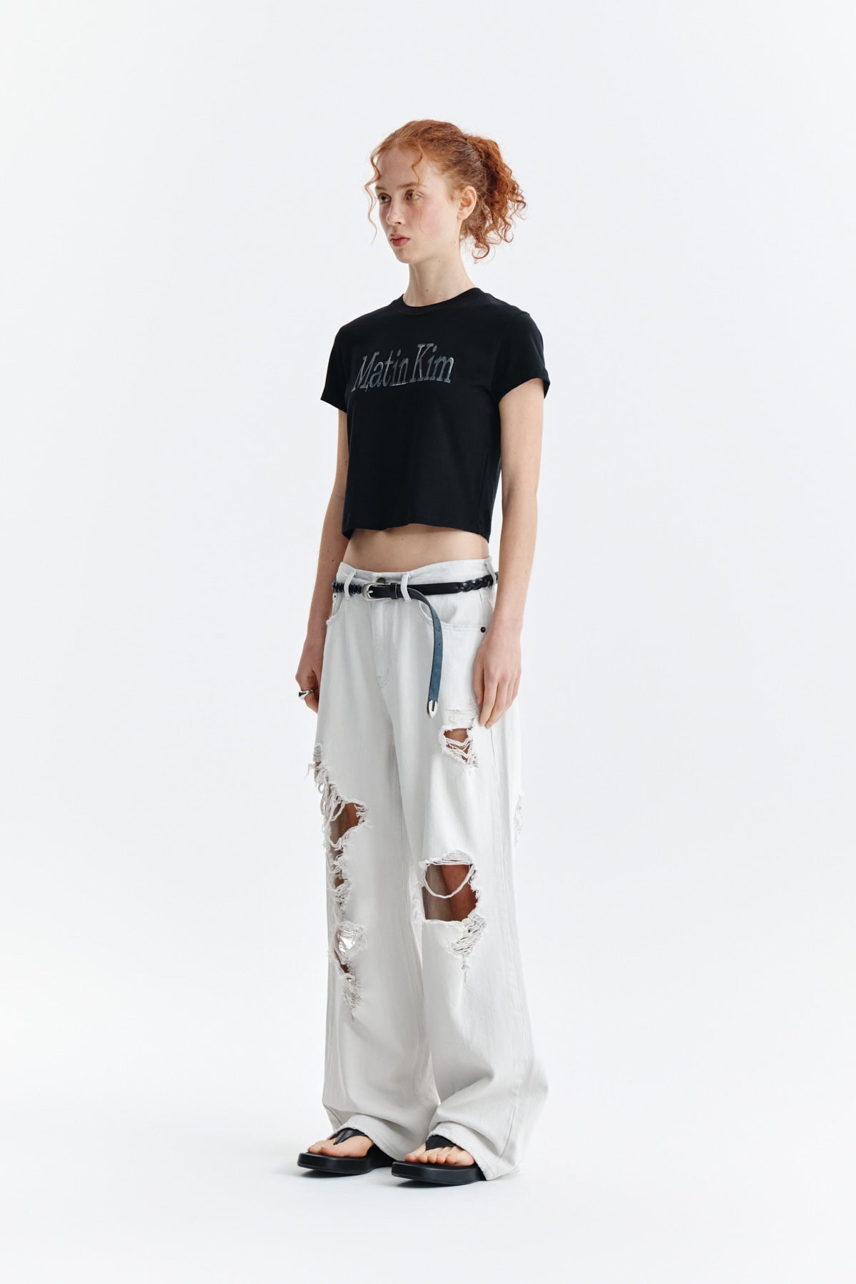 Matin Kim - Pattern Artwork Logo Crop Top (Black) product image 5 | TRAB K-Fashion Australia