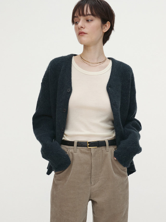 Tonywack - Brushed Mohair V-Neck Cardigan (Dark Turquoise) product image 4 | TRAB K-Fashion Australia