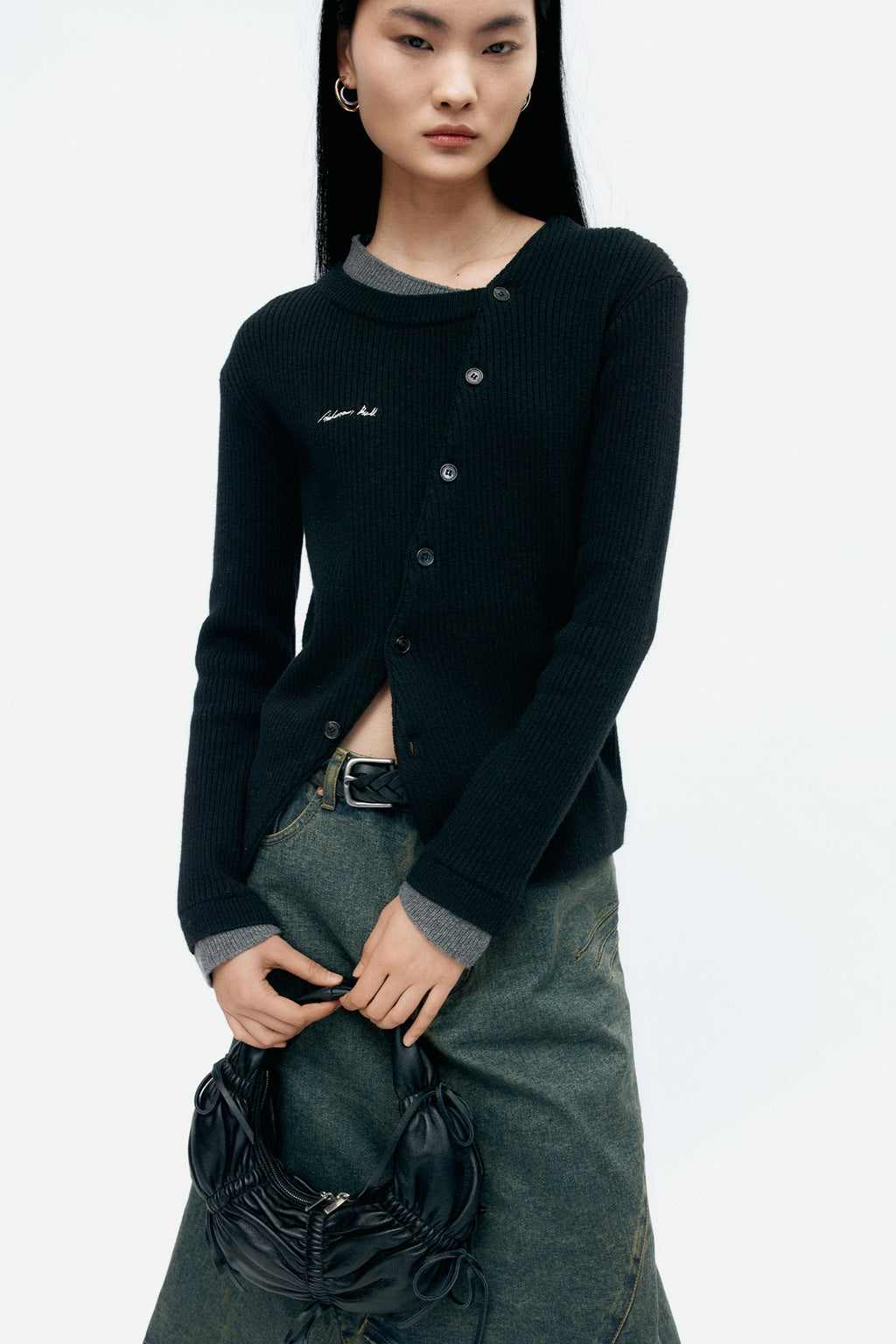 Andersson Bell - Button Slim Knit Cardigan (Black) product image 1 | TRAB K-Fashion Australia