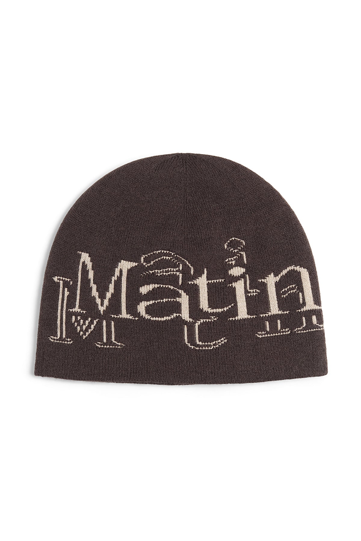 Matin Kim - Stroke Logo Jacquard Beanie (Brown) product image 1 | TRAB K-Fashion Australia