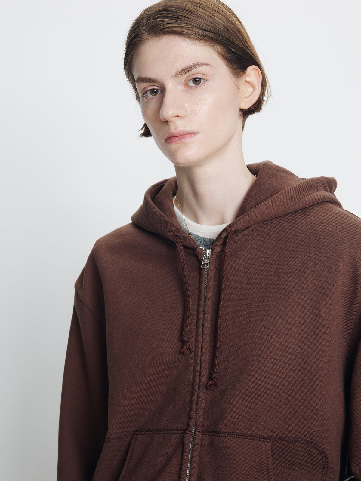 Tonywack - Garment Washed Zip-Up Hoodie (Faded Brown) product image 6 | TRAB K-Fashion Australia