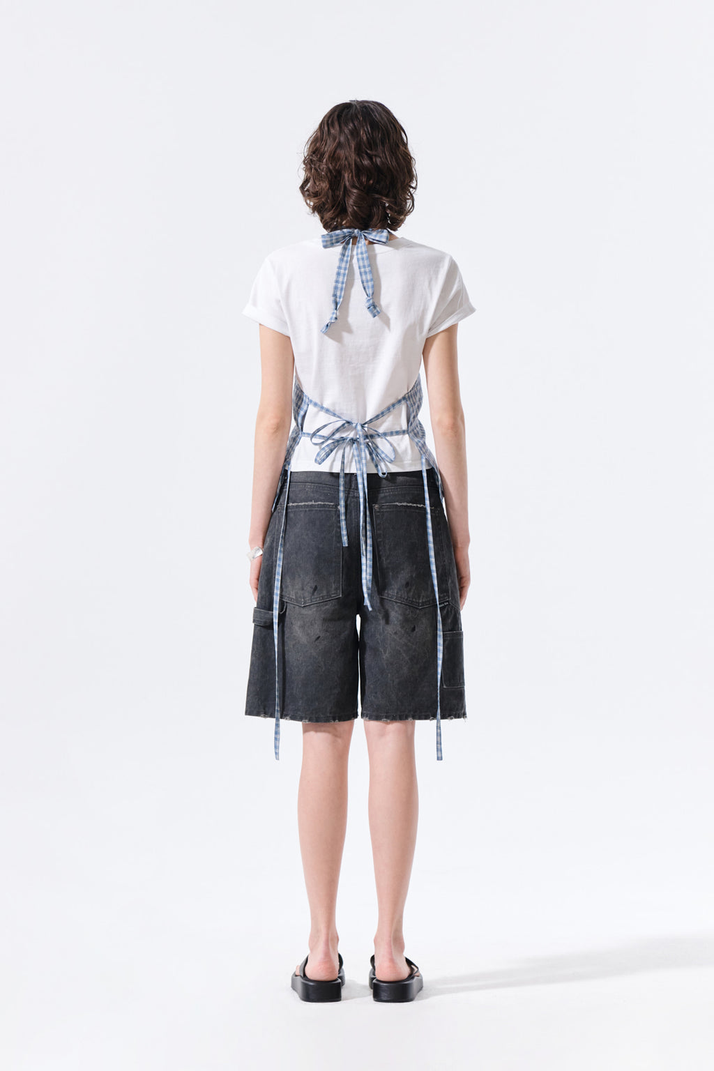 Matin Kim - Carpenter Bermuda Denim Pants (Charcoal) product image 8 | TRAB K-Fashion Australia