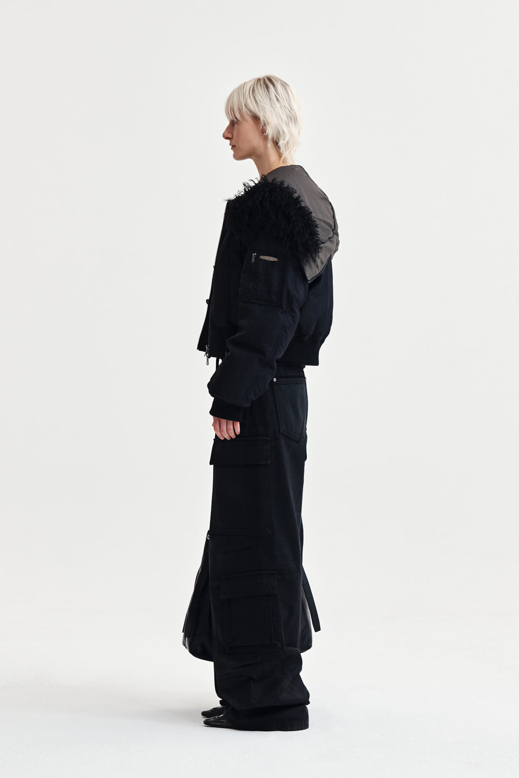 Matin Kim - Coating Cargo Denim Pants (Black) product image 6 | TRAB K-Fashion Australia