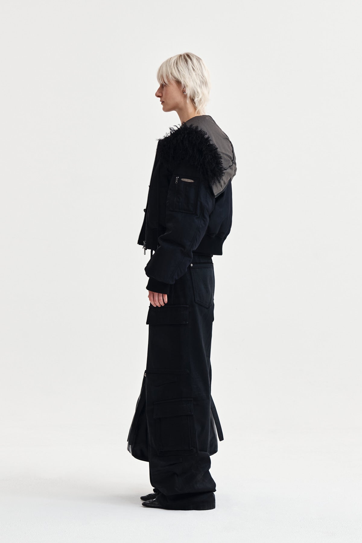 Matin Kim - Coating Cargo Denim Pants (Black) product image 6 | TRAB K-Fashion Australia