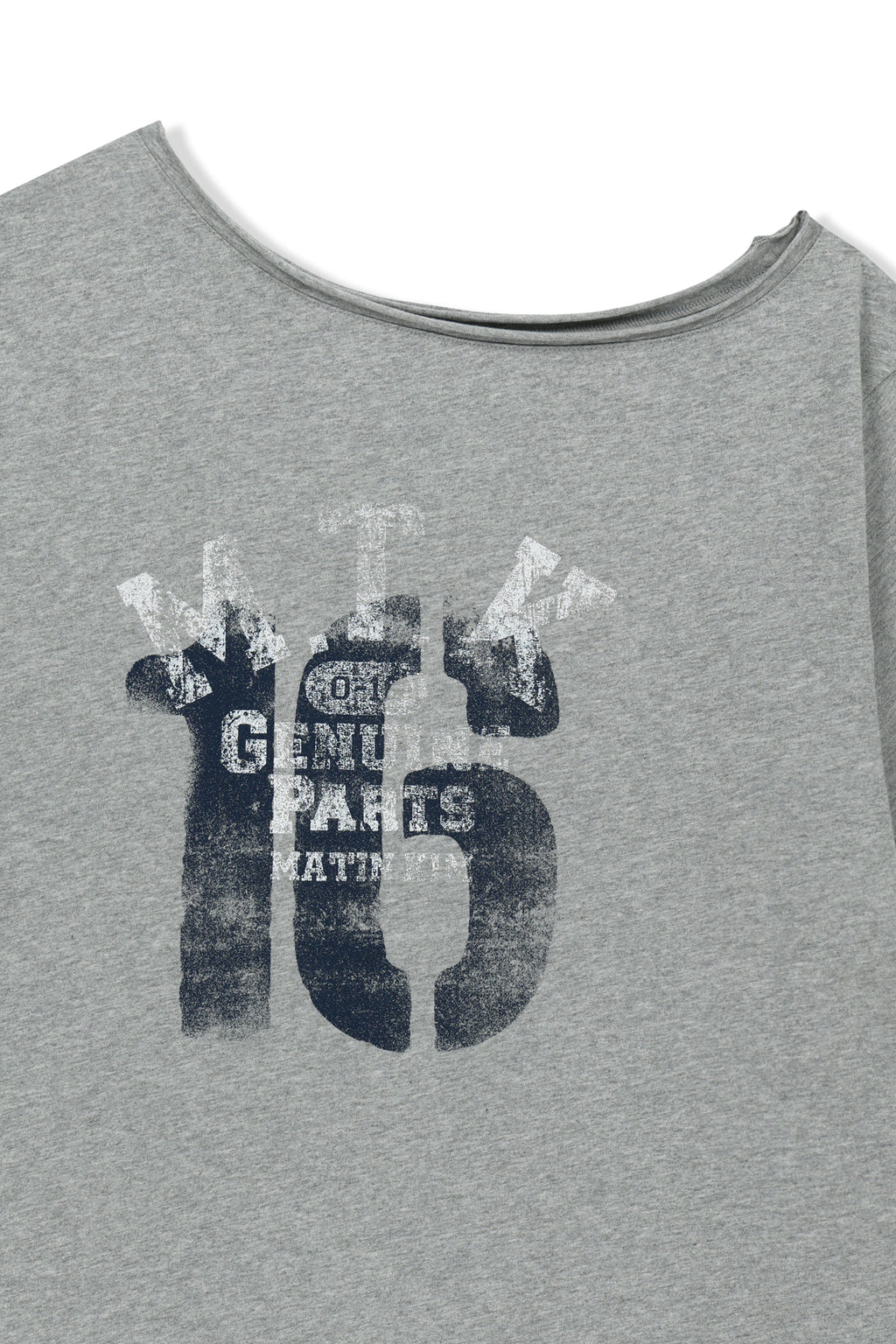 Matin Kim - [Pre-Order – Ships July 3] Mtk 16 Graffiti Logo Asymmetric Top (Grey) product image 4 | TRAB K-Fashion Australia