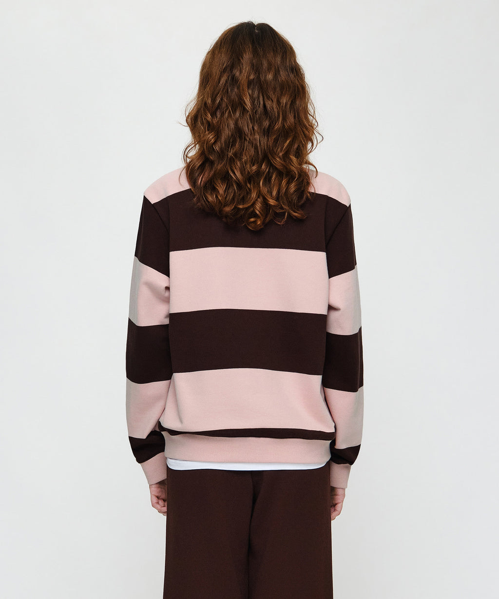 Marithe & Francois Girbaud - Small Classic Logo Rugby Stripe Sweatshirt (Brown) product image 3 | TRAB K-Fashion Australia