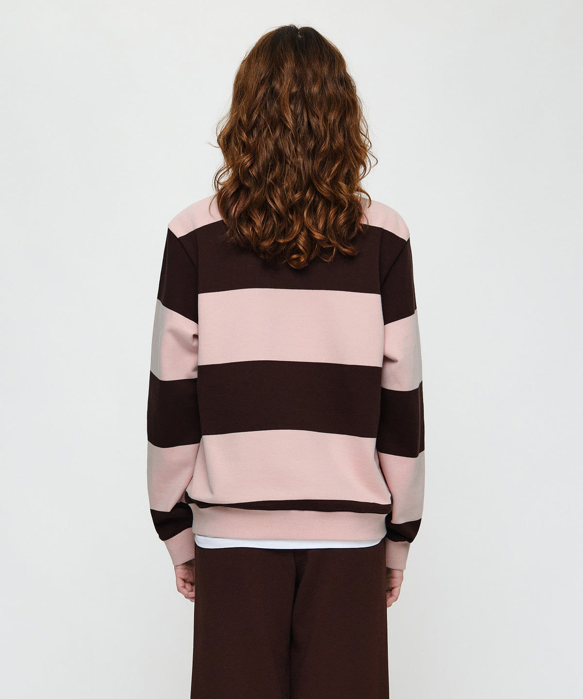 Marithe & Francois Girbaud - Small Classic Logo Rugby Stripe Sweatshirt (Brown) product image 3 | TRAB K-Fashion Australia