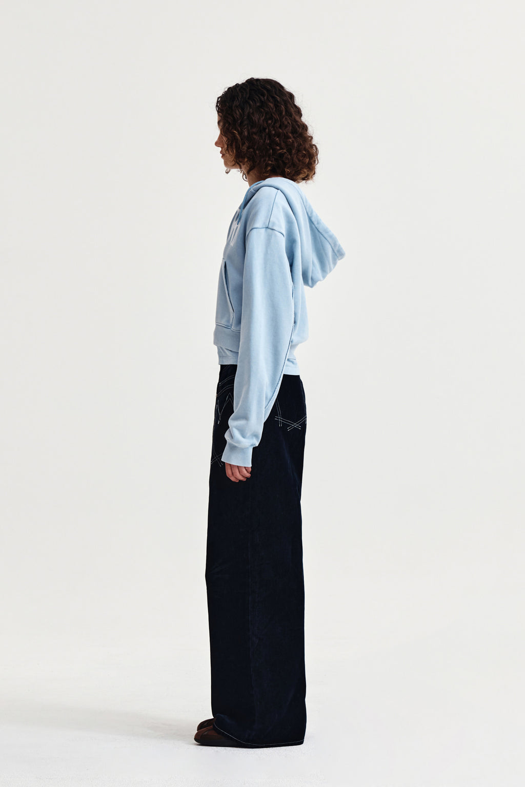 Matin Kim - Washed Layered Crop Hoody (Sky) product image 6 | TRAB K-Fashion Australia