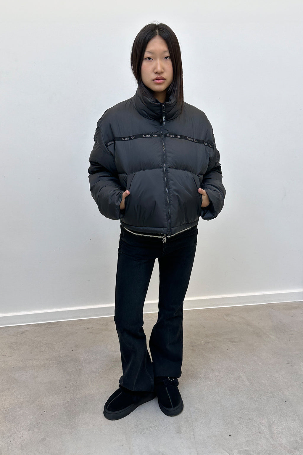 Matin Kim - Back Pocket Point Washed Boots Cut Denim Pants (Black) product image 8 | TRAB K-Fashion Australia