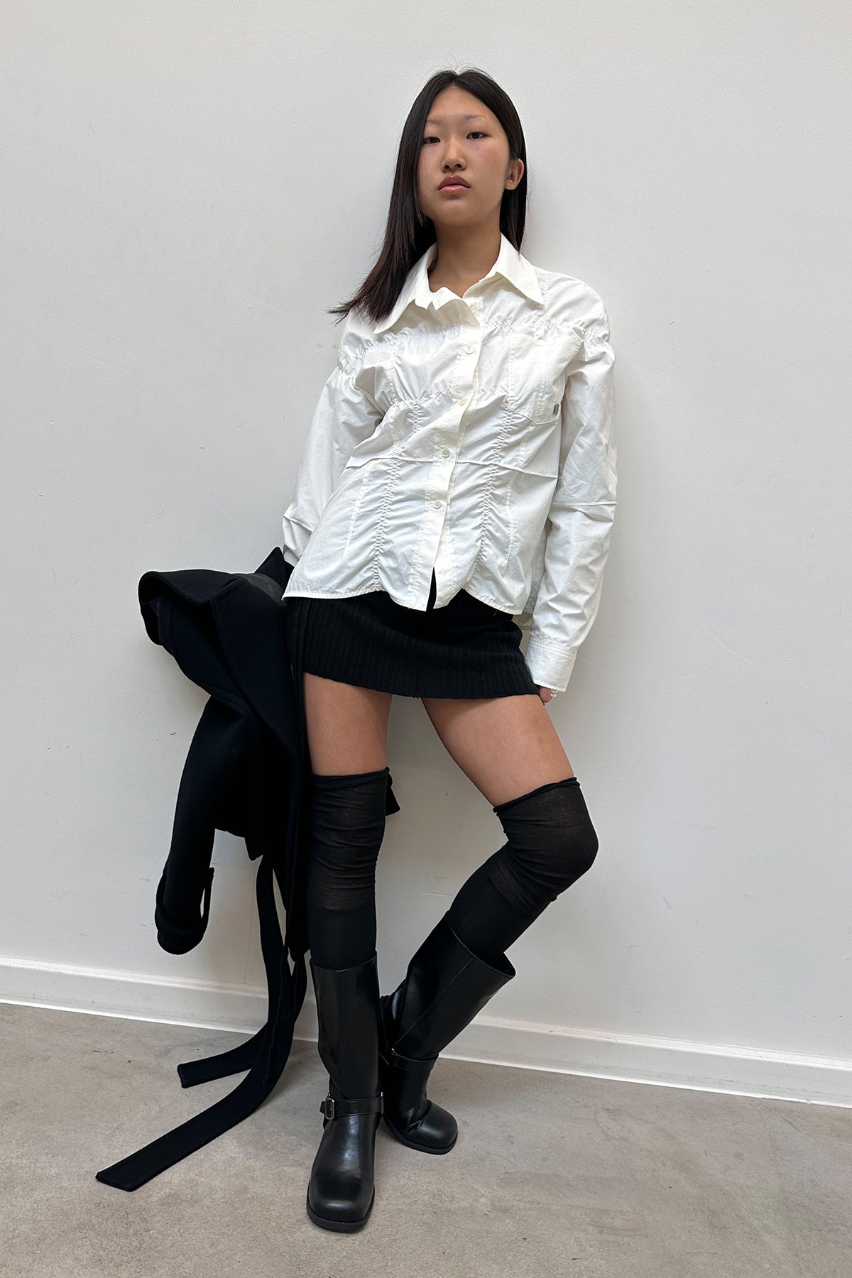 Matin Kim - Deconstruction Crinkle Shirt (White) product image 6 | TRAB K-Fashion Australia