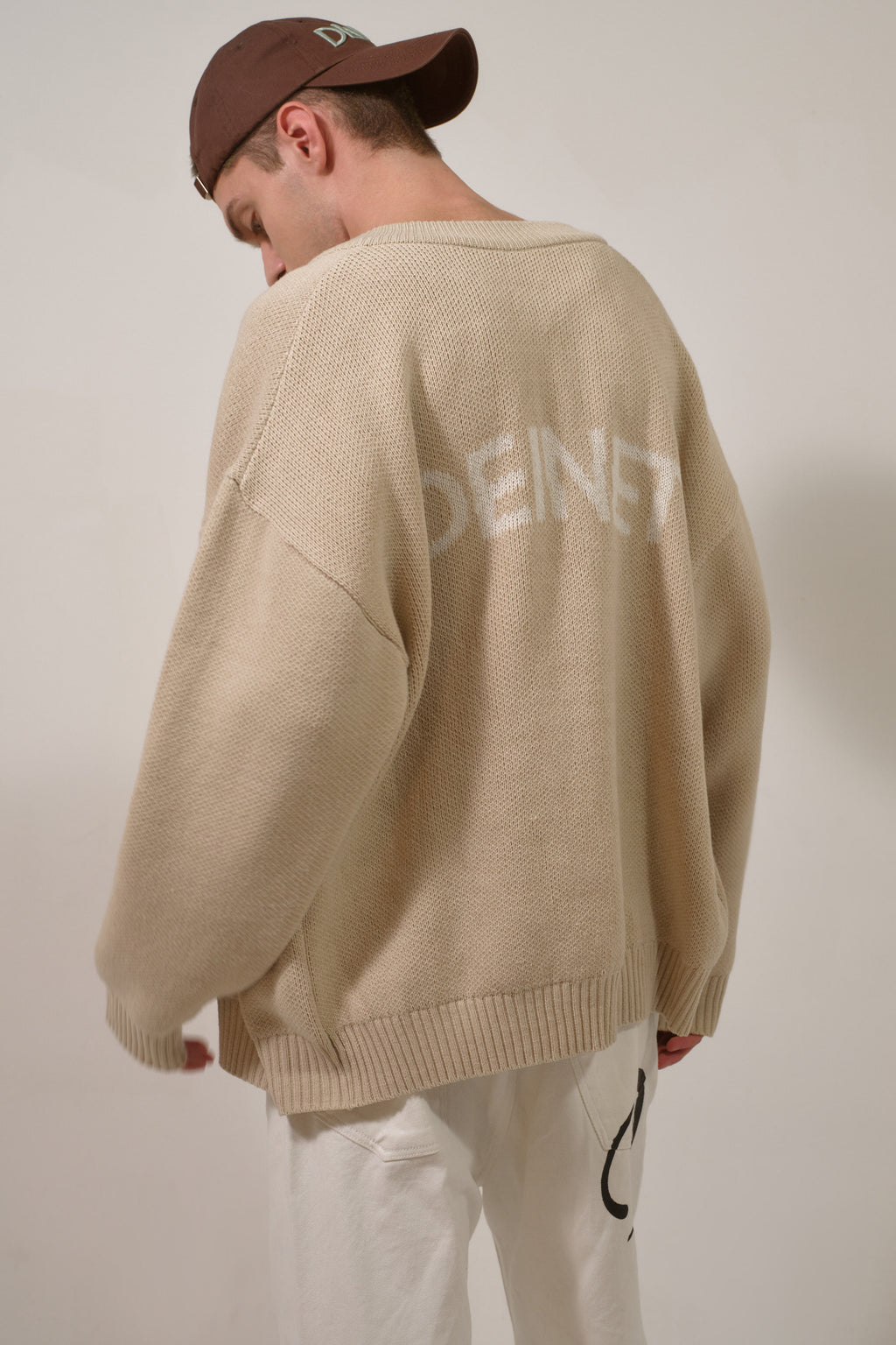 Deinet - D Jacquard Long Knit Zip-Up (Beige) product image 14 | TRAB K-Fashion Australia