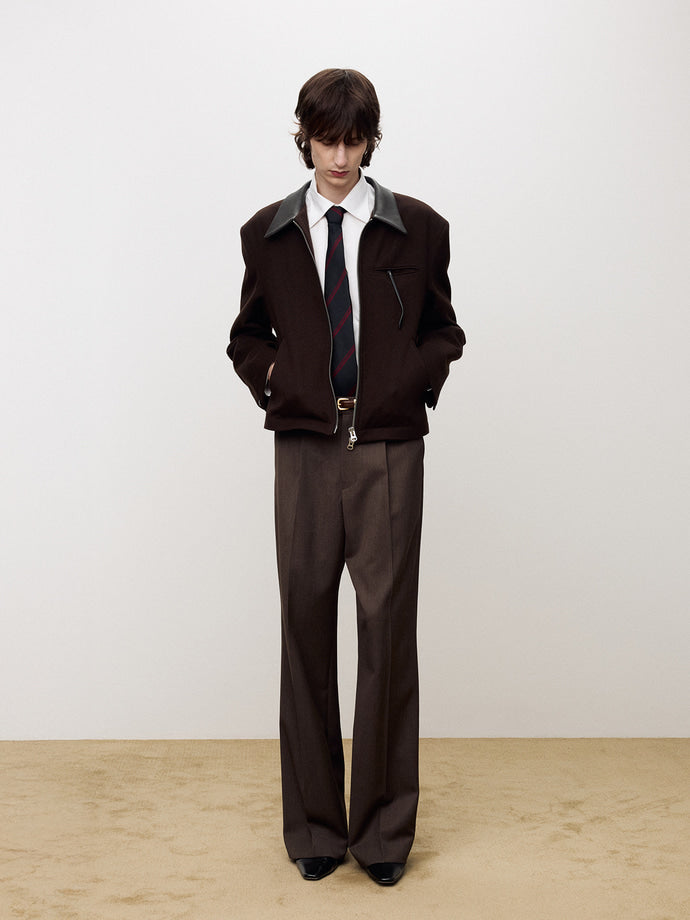 Tonywack - Leather Trim Wool Blouson (Dark Brown) product image 4 | TRAB K-Fashion Australia