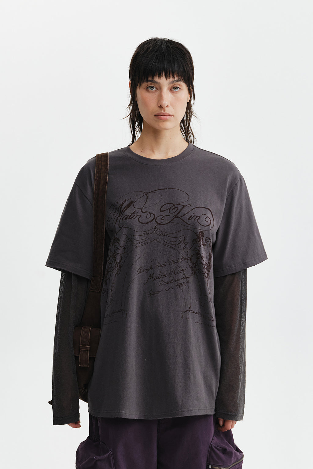 Matin Kim - Graffiti Artwork Layered Top (Charcoal) product image 11 | TRAB K-Fashion Australia