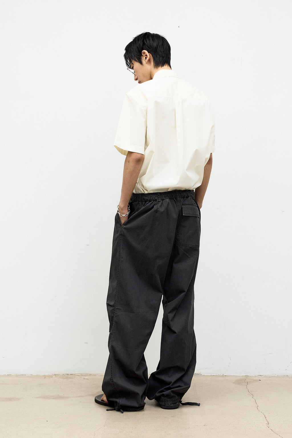 Coor - Drawstring Washed Cotton Pants (Washed Charcoal) product image 4 | TRAB K-Fashion Australia